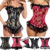 Women Jacquard Overbust Corset Top Basque Cosplay Costume Steampunk Gothic Bustier Sexy Lingerie