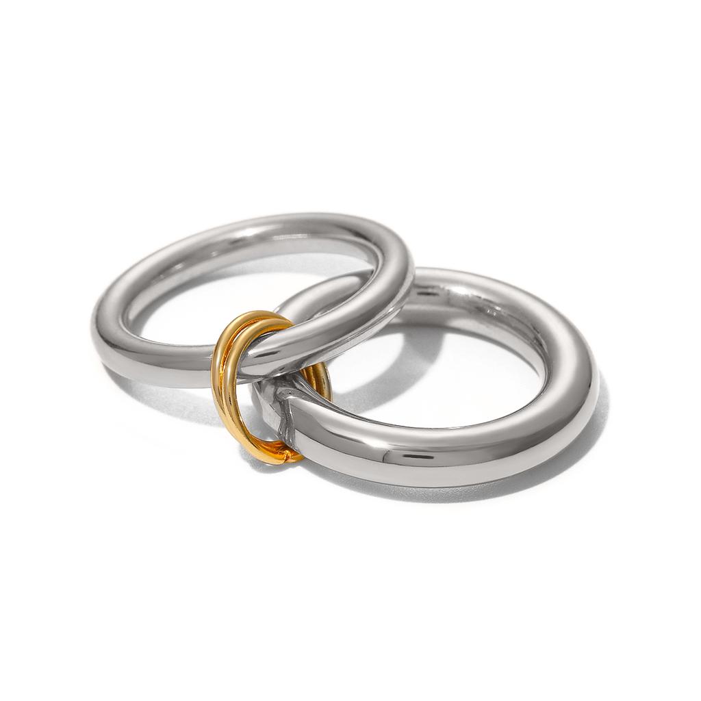 Yori Изящное Кольцо для Наслоения из Нержавеющей Стали с Покрытием 18K Золотом для Женщин Гипоаллергенное Водонепроницаемое Изящное Украшение