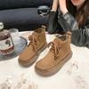 2024 Высококачественная женская обувь со шнуровкой спереди, женские ботинки, модные круглые носки, современные ботинки для женщин, новые большие размеры, однотонные ботильоны