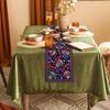 3pcs Table Runner Rustic Linen Mexican Sugar Skull Day of The Dead Decoration for Home Kitchen Dining Room Festive Flowers and Sugar Skulls Decorate
