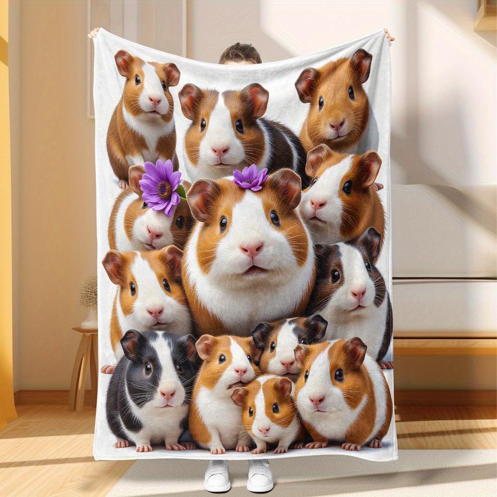 Rabbit fur flower pattern Flannel printed blanket suitable for all seasons suitable for living room office sofa and travel