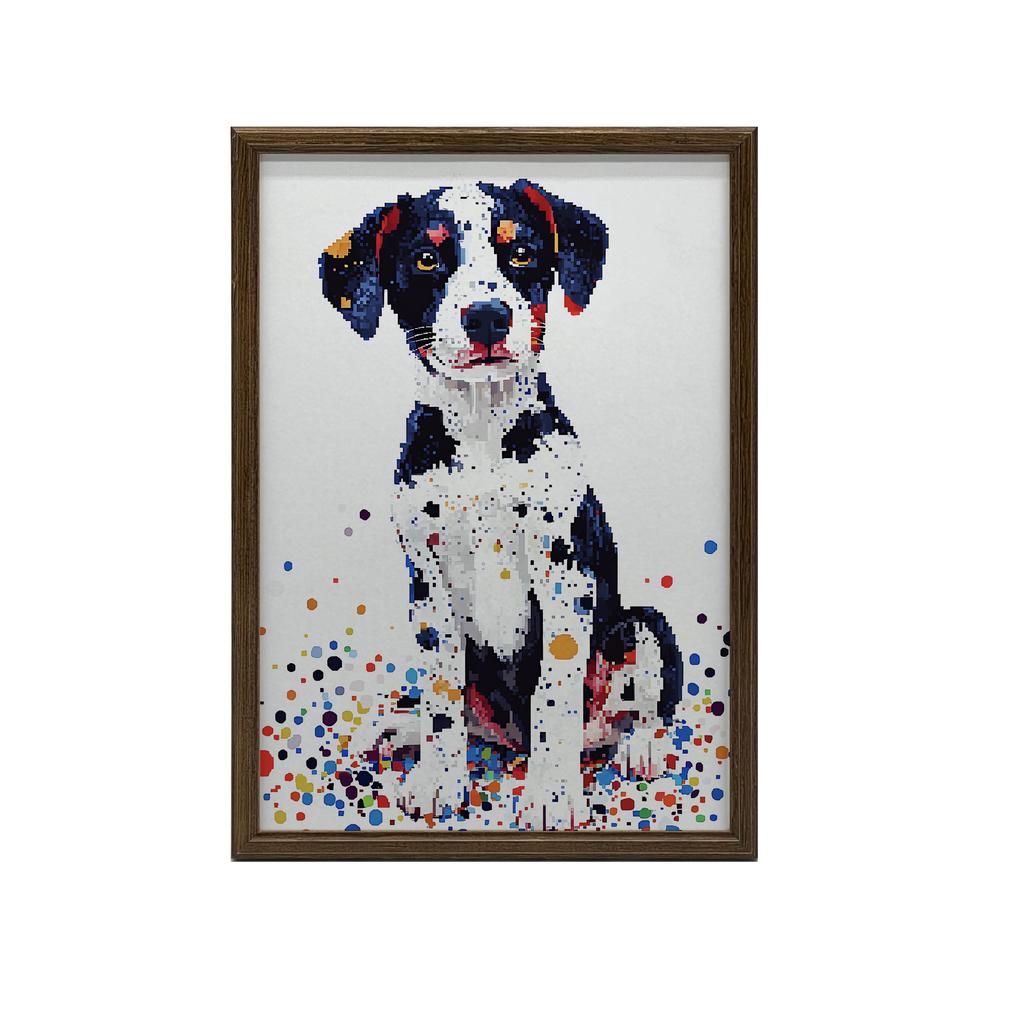 Plakat Z Psem W Kolorowej Mozaice Plakat Z Psem W Kolorowej Mozaice, 50X70 Cm, Rama Aluminiowa Czarna, Papier Matowy 230 Gsm