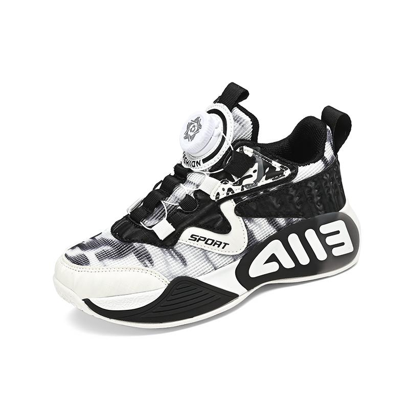 Боевые нескользящие спортивные кроссовки для мальчиков, новые детские амортизирующие баскетбольные кроссовки с вращающимися кнопками, большие детские сетчатые кроссовки