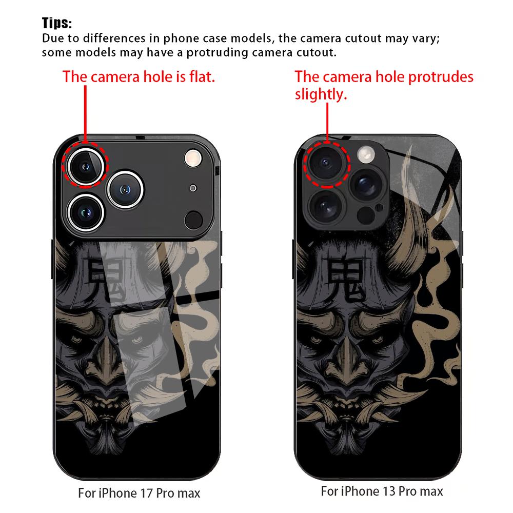 Mask design tempered glass mobile phone case suitable for iPhone 17Promax anti-fall 16 15 14 13 12 11 Pro/ Max /Plus shockproof