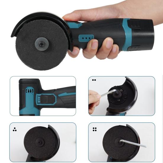 Беспроводная угловая шлифовальная машина, 19500 об/мин, высокоскоростная перезаряжаемая нескользящая конструкция, мини-легкая электрическая шлифовка
