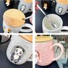 3D Relief Ceramic Mug with Lid Spoon Personality Coffee Mugs Spoon Animal Firewood Dog Cup Teacup