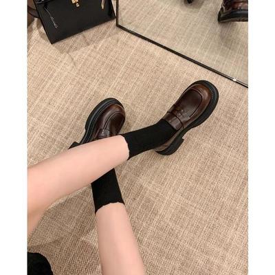 Meilad одинарные туфли женские британский стиль ретро толстые подошвы ленивые мокасины женские маленькие кожаные туфли