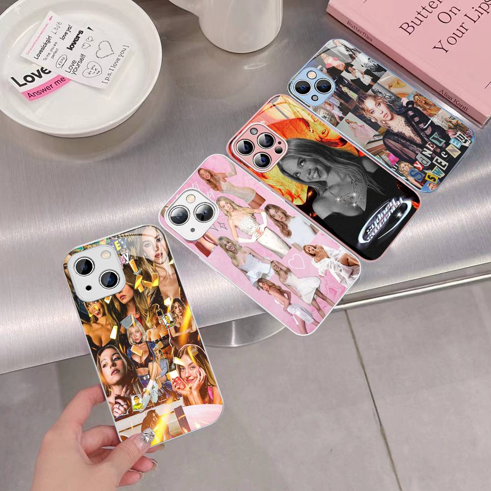 Singer Sydney S-Sweeney Tempered Glass For Iphone 14 13 12 11 Pro Mini XS MAX 14Plus X XS XR Cover
