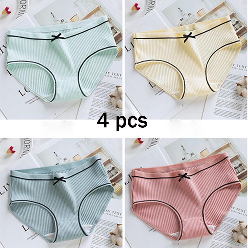 Трусики, 4 шт., женские хлопковые трусы, женские дышащие женские плавки с японской нитью, трусы большого размера