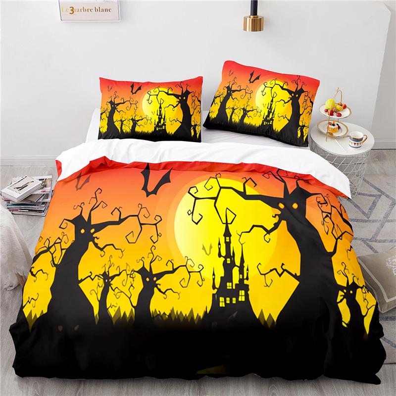 Забавный Хэллоуин 3D Комплект Постельного Белья Принт Набор Пододеяльника с Наволочкой 2/3шт Домашний Текстиль Односпальный Двуспальный Полуторный Полный Королевский Размер