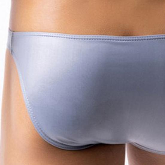 Men Briefs Low-rise Imitation Leather Design Thongs Solid Color Comfortable Fit Tight Cut Sexy Panties