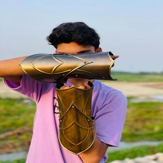 Наручи и налокотники Средневековые доспехи Защита рук Рыцарь Косплей Костюм на Хэллоуин Лучший подарок для него