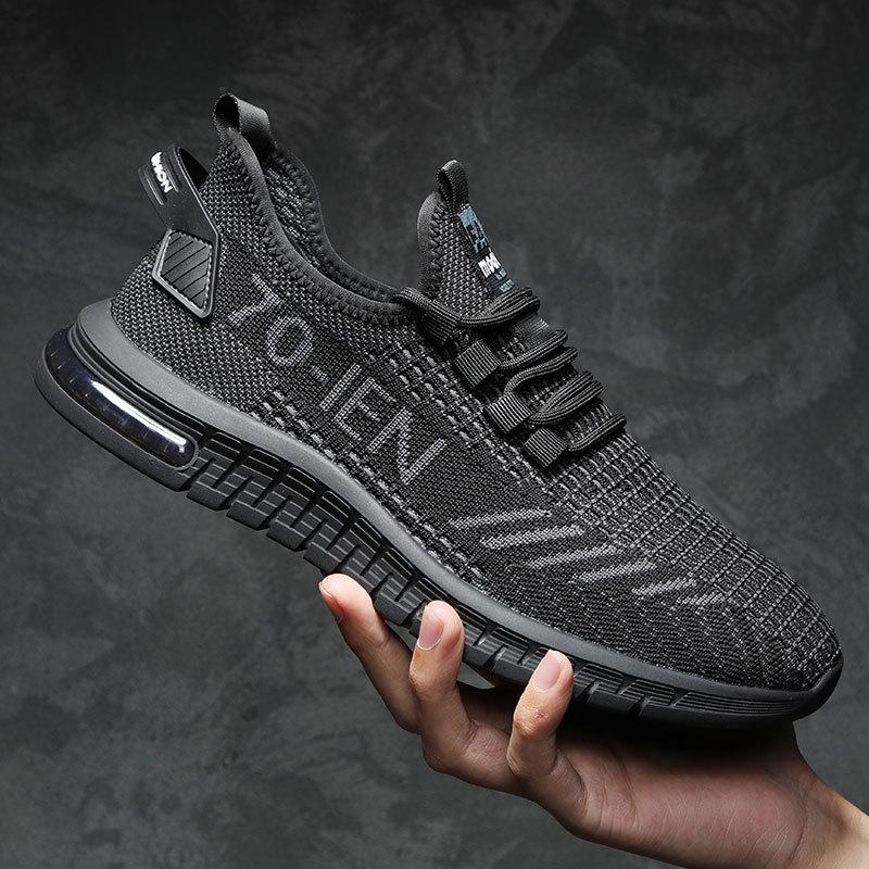 Летняя мужская обувь очень большого размера дышащая мужская повседневная обувь из летучего трикотажа кроссовки корейская версия сетка трендовые кроссовки 46 удобные
