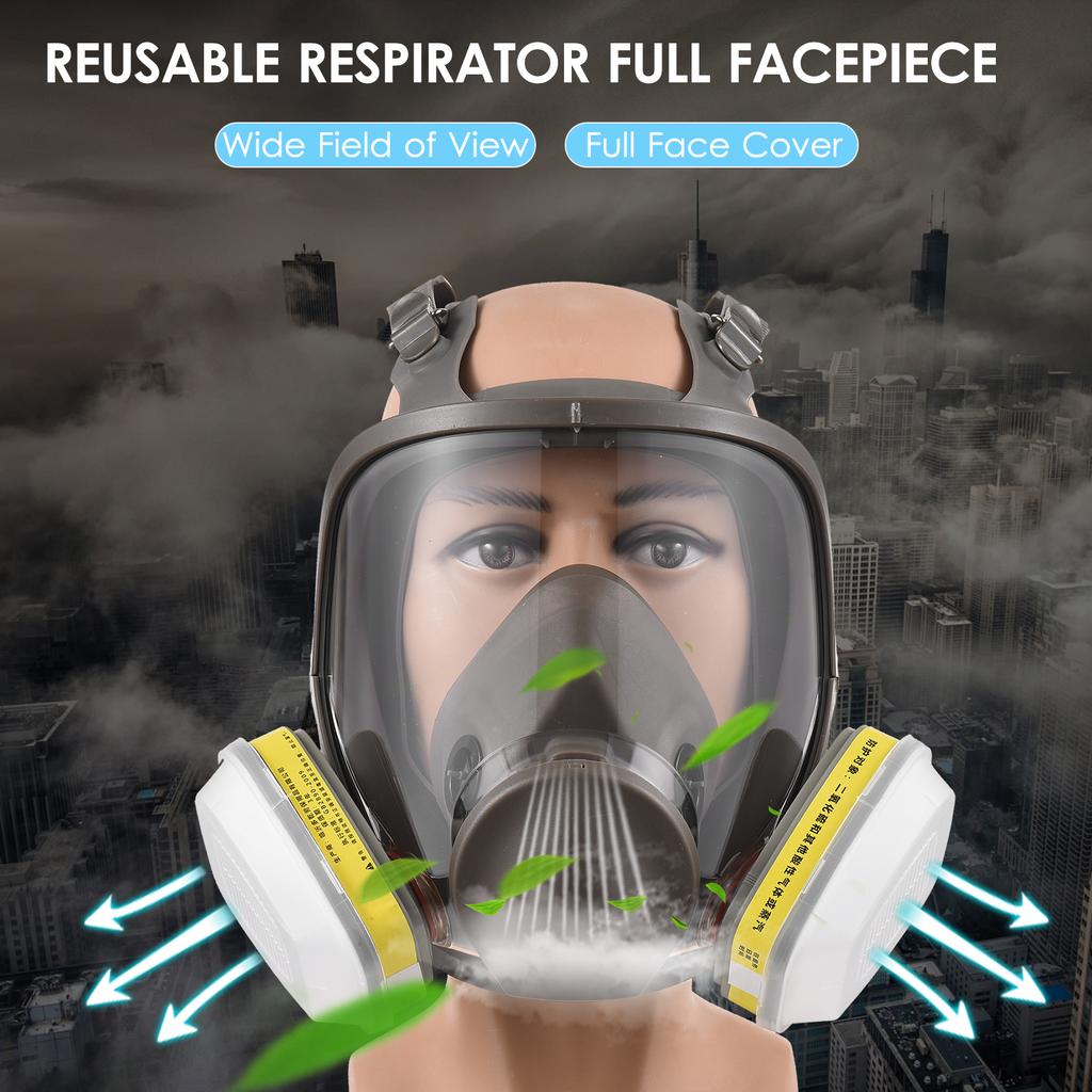 Многоразовый респиратор Полная маска 6800 Противогаз Защита дыхания Полнолицевая крышка Широкое поле