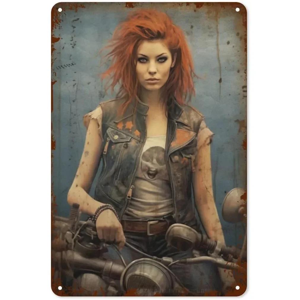 Металлические жестяные вывески для девочек и женщин, винтажные мотоциклетные забавные художественные настенные украшения для дома, мужчины, пещеры, гаража, кафе, баров, пабы