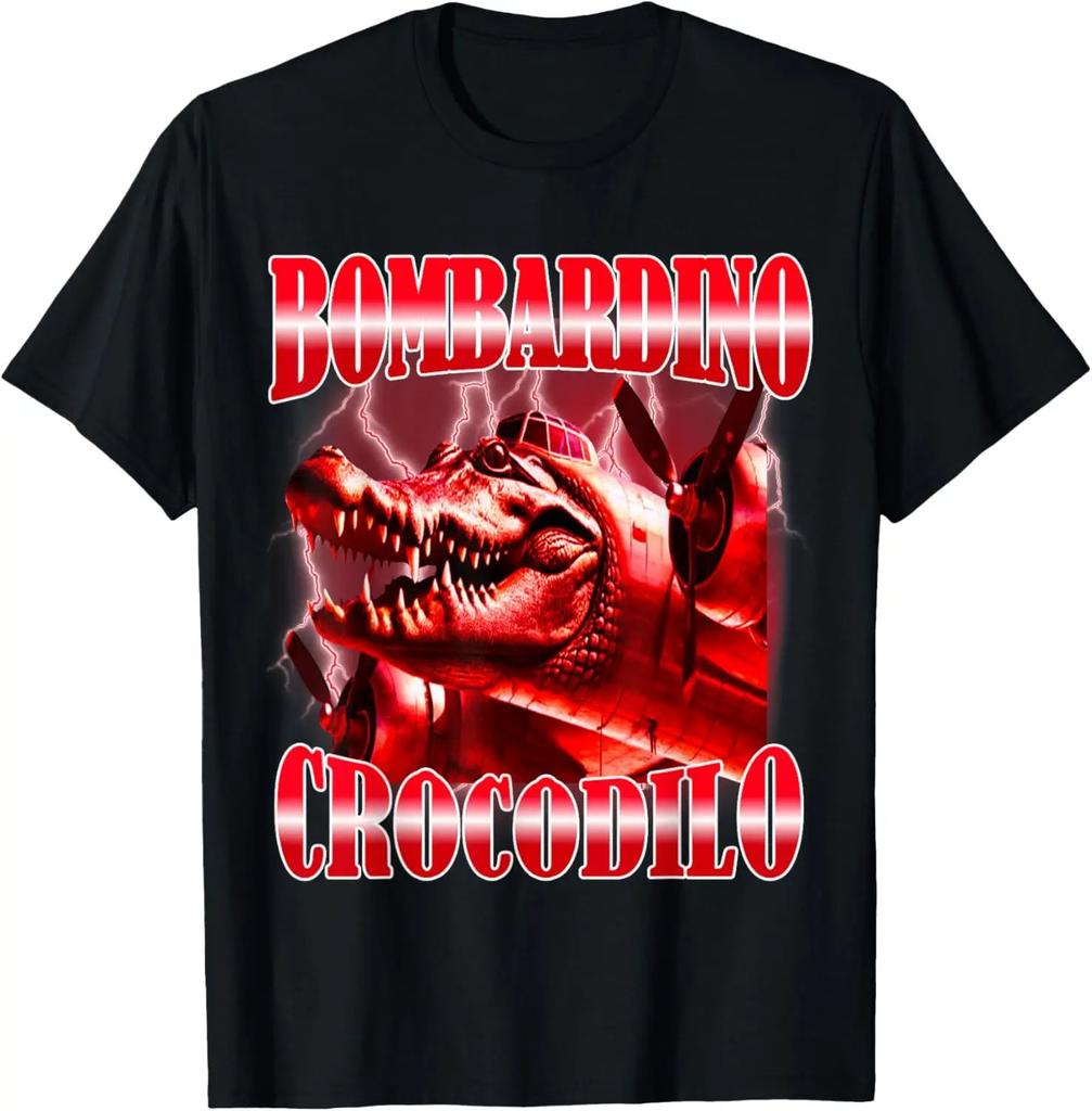 Bombardino Crocodilo Meme T-Shirt Men Women Short Sleeve Cotton Tees Funny Graphic T-shirt Y2k Outfit Summer Tops Men's Clothing