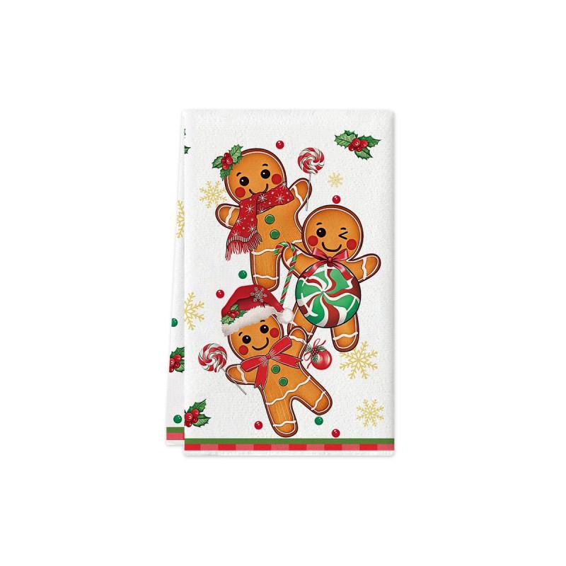 Christmas Kitchen Towel Nordic Style Snowman Print Dish Multipurpose Cotton Tea Home Holiday Decor