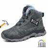 Зимняя защитная обувь с поворотной кнопкой, водонепроницаемая рабочая обувь с защитой от прокола для мужчин, промышленные строительные рабочие ботинки со стальным подноском