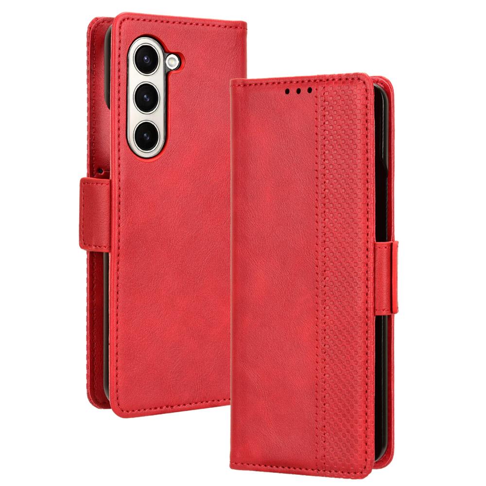 For Samsung Galaxy Z Fold6 5G Phone Case Vintage PU Leather Wallet Stand Shockproof Cover