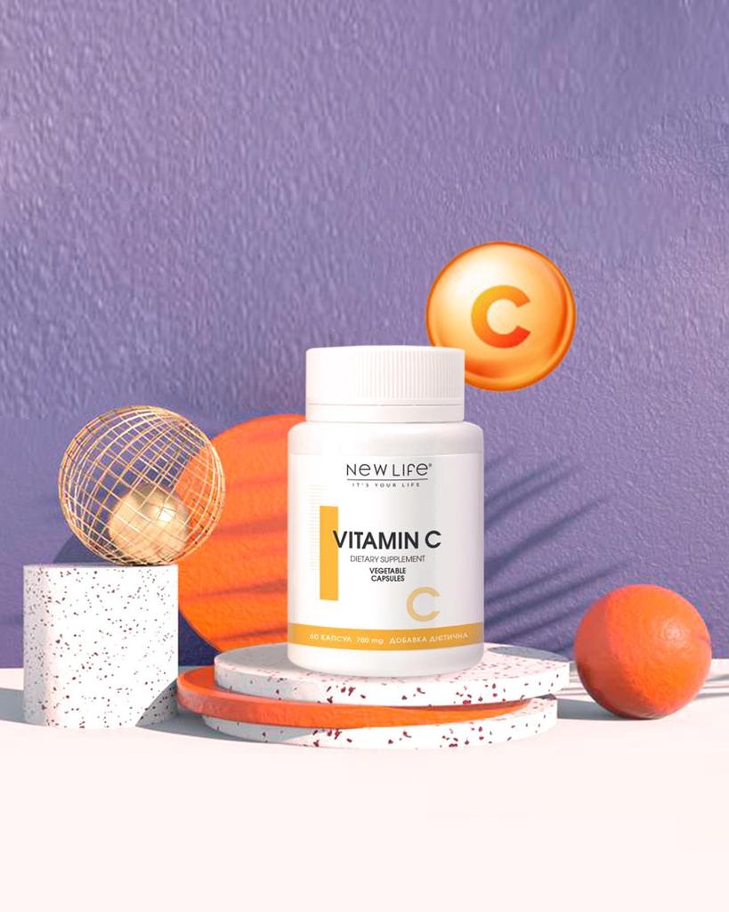 Vitamin C New Life Supplement Dietary 60 Vegetable Capsules