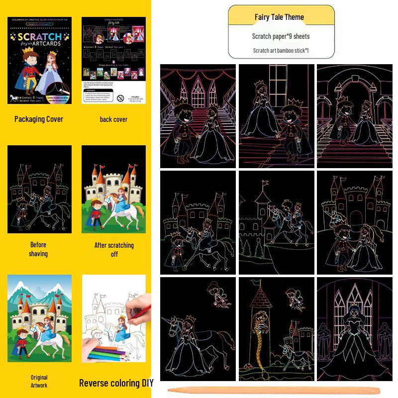 Colorful Scratch Art Set: Cartoon DIY Doodle & Drawing Book for Kids