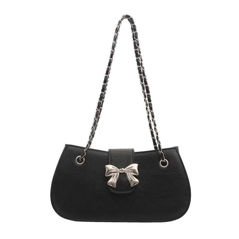 Модная корейская версия однотонная сумка подмышку, сумка-бант в иностранном стиле, женская новая красивая сумка-мессенджер на цепочке 2024