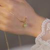 Изысканное одинарное ожерелье из халцедона, женское, легкое, роскошное, ретро, нишевый дизайн, зеленая имитация хетианского нефрита, цепочка на ключицу из нержавеющей стали