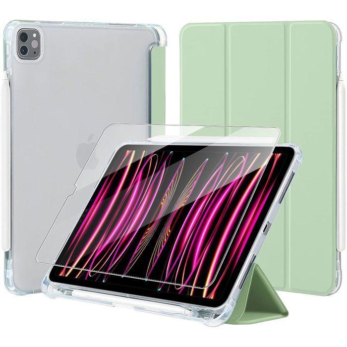 Coque de Protection - E.F.Connection - pour iPad Pro 12,9" - Vert - Verre Trempé - Emplacement Stylet