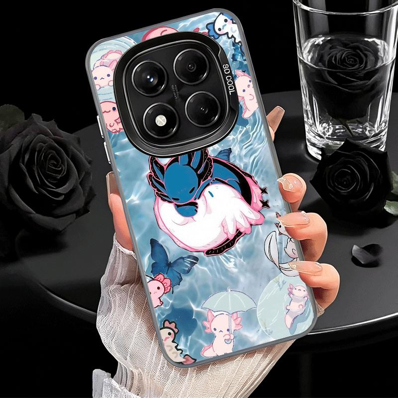 Мультяшный милый мягкий чехол для телефона с аксолотлем для Samsung Galaxy S24 S25 FE S26 Edge S23 Ultra S22 Plus S21 + Ударопрочная задняя крышка