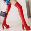 Sexy Slim Thigh High Boot Platform Black Red White Over-the-knee High Boots Women New 2024 Dance Fetish Shoes Lady Large Size 45