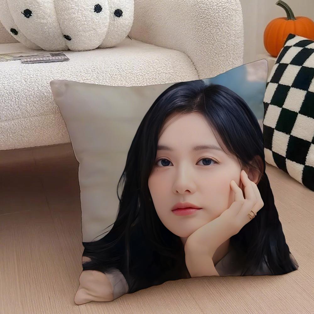 Talented Korean Beautiful Actress KKim Ji Won Cushion Cover Throw Pillow Cover Hidden Button Durable Polyester Chair Cushion