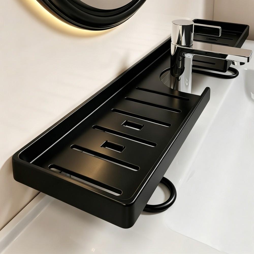 Minimalist Bathroom Storage Rack Waterproof Rustproof Faucet Storage Shelf Large Capacity Space Saving Cosmetic Storage Box