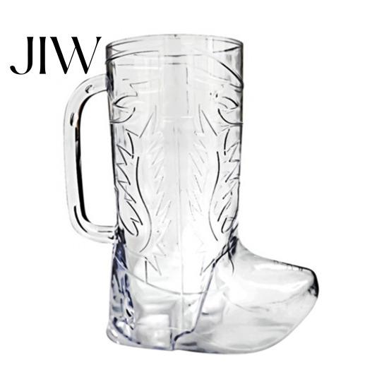 Decorative Whiskey Glass Clear Cowboy Boot Cup, 17oz Plastic Western with Creative Shape Handle for Clear, Novelty Party Cup Beer Easy to Clean