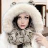 Зимняя шапка с леопардовым принтом, из искусственного лисьего меха, ветрозащитная, теплая, для холодной погоды, с защитой ушей