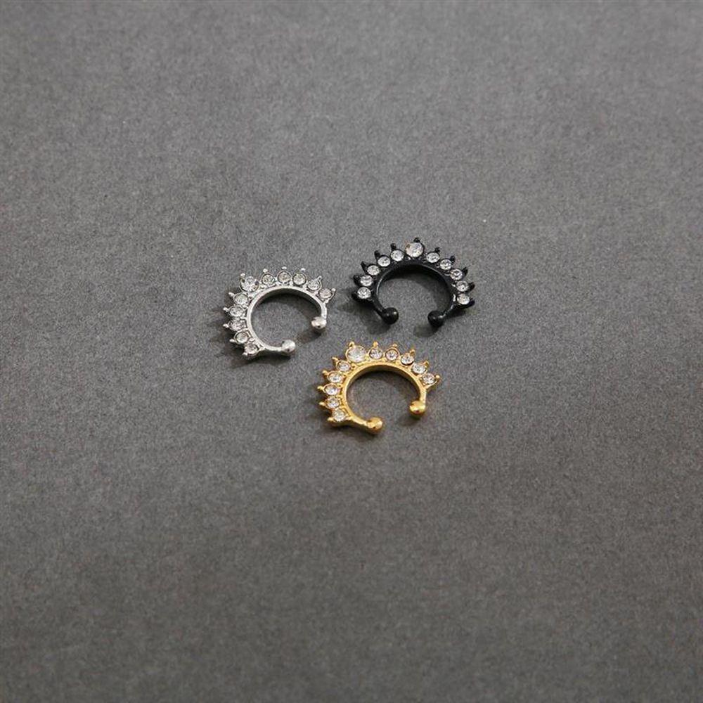 Модный Трендовый Металлический Панк Стразы Простой Медведь Нос Кафф Кольцо в Нос Пирсинг Тела Гвоздик в Нос