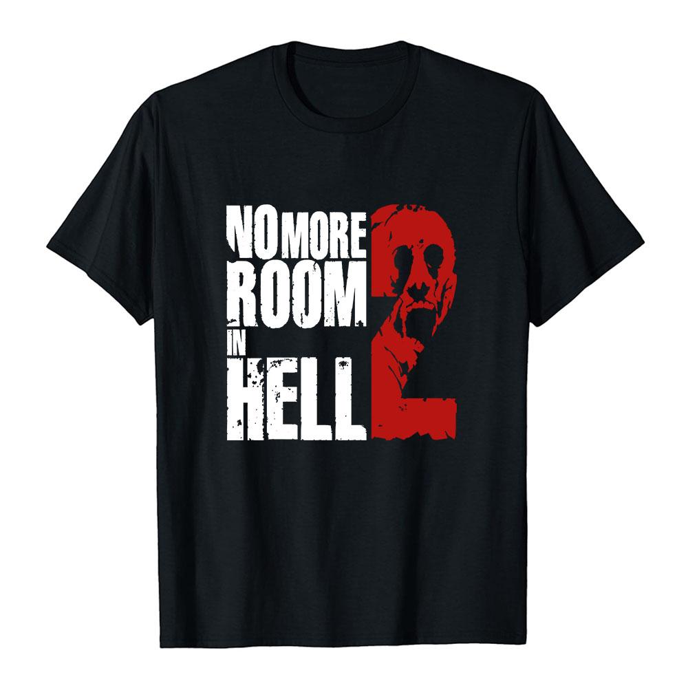No More Room in Hell 2 Футболки Унисекс Хоррор Череп Графический Футболка Мужчины Женщины Круглый Вырез Короткий Рукав Футболка Уличная Одежда Черный Повседневный Топ