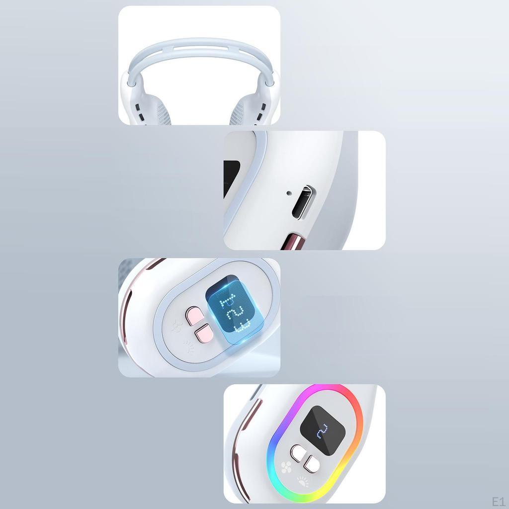 Шейный вентилятор без рук, Низкий уровень шума, Светодиодный дисплей, Персональное охлаждение для мужчин и женщин, Для улицы и помещений