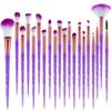 Набор кистей для макияжа Diamond, пудра, основа, румяна, растушевка, тени для век, губная косметика, кисти для макияжа Pincel Makeup 20, прозрачный, фиолетовый