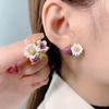 Ins Daisy Flower Асимметричные серьги Женские супер сказочные высококачественные французские капельные глазурованные серьги-гвоздики в стиле ниши
