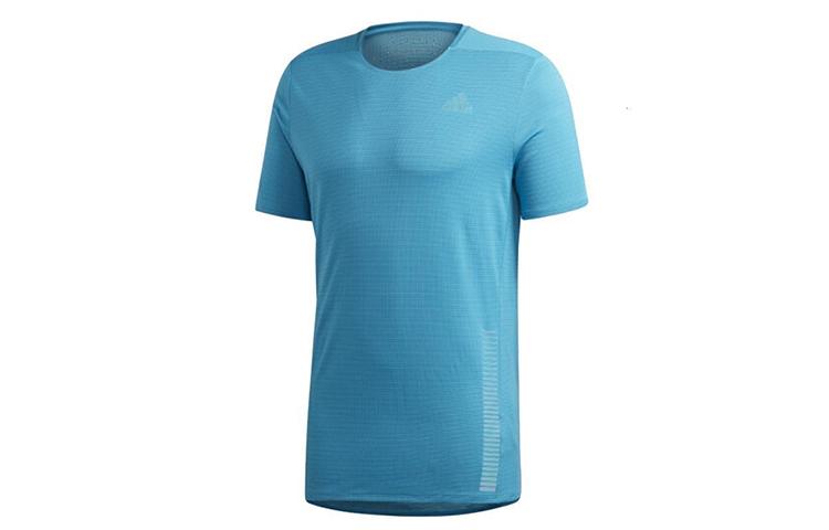 Adidas T Shirts Men's Teal Crew Neck Moderate Straight Fit FJ1149