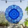 10 Inch Blue 3D Metal Wind Spinner Sculpture for Indoor Outdoor Garden Decor Seasonal Holiday Art Craft Halloween Thanksgiving Christmas