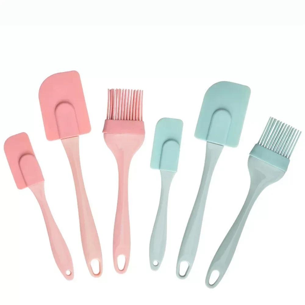 3PCS Cream Scraper DIY Cake Butter Spatula Mixer Oil Brush Kitchen Acceesories Silicone Spatula Non-Stick Kitchen Baking Tools