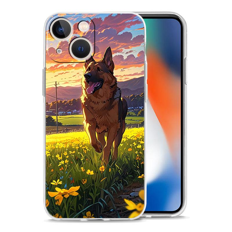 Чехол для телефона iPhone 17 Чехлы iPhone Air 16 15 12 13 14 Pro Max 15 Plus 16Pro iPhone11 Прозрачный чехол Красивая Немецкая овчарка