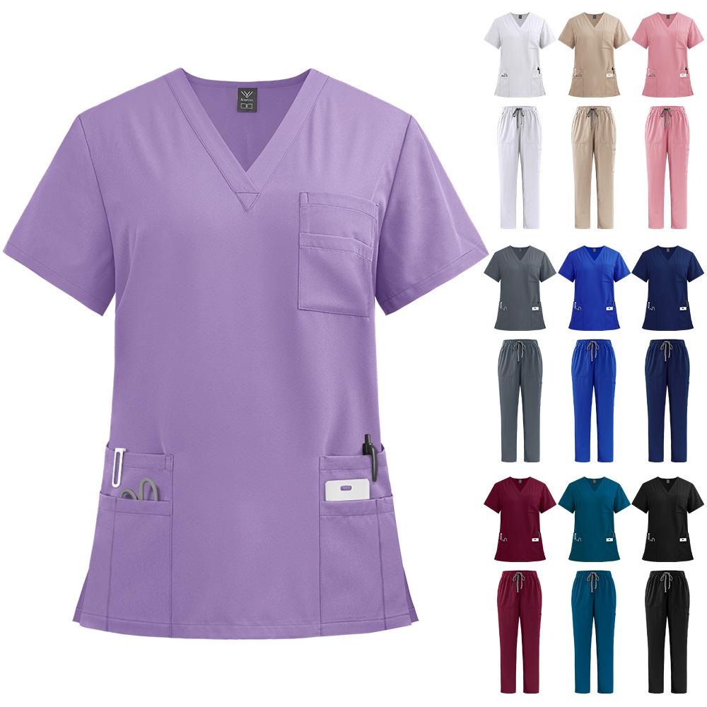 Doctors and Nurses Work Uniforms Surgical Gowns Hand Washing Gowns Operating Room Straight Pants Solid Color Suits for Women