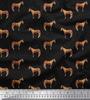 Black Poly Crepe Fabric Horse & Dot Animal Fabric Prints By Yard 42 Inch