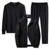 Men's Three-Piece Middle-Aged & Elderly Sportswear Set - Spring/Fall Casual Long-Sleeved Sweatshirt & Pants