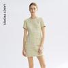 LANCY Light Lime Green Tweed Short Sleeve Dress