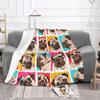 Four Portrait Of A Pugs Pop Art Style Blankets Flannel Summer Dog Thin Throw Blankets for Bedding Bedroom Bedspreads