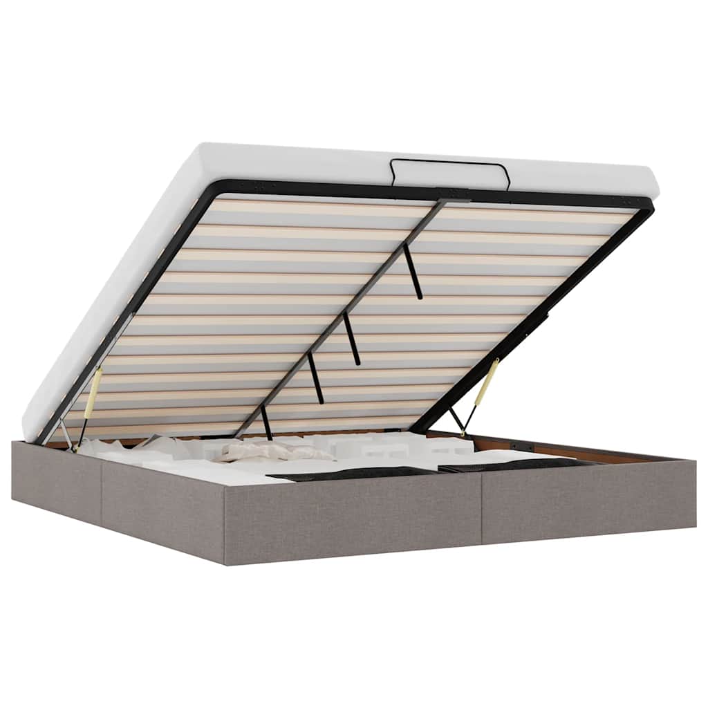 Ottoman Bed without Mattress Taupe 200x200 cm Fabric
