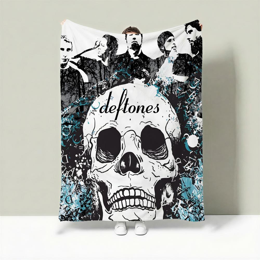 Band D-Deftones Throw Lightweight 240g Flannel Blanket Soft Skin-friendly for Summer Cooling